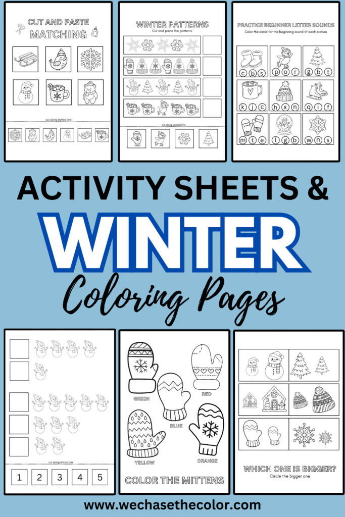 winter activity sheets for kindergarten